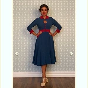 Miss Candyfloss Hania -Kat Comfortable day dress - petrol